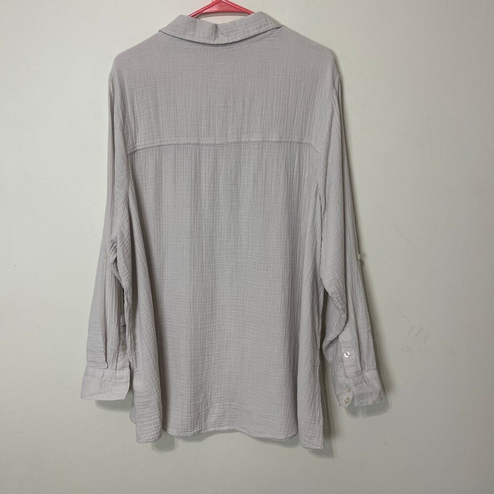 Calvin Klein Jeans Women's Plus Size Button Up‎ Shirt Cotton Shirt Beige 2X - Picture 9 of 12